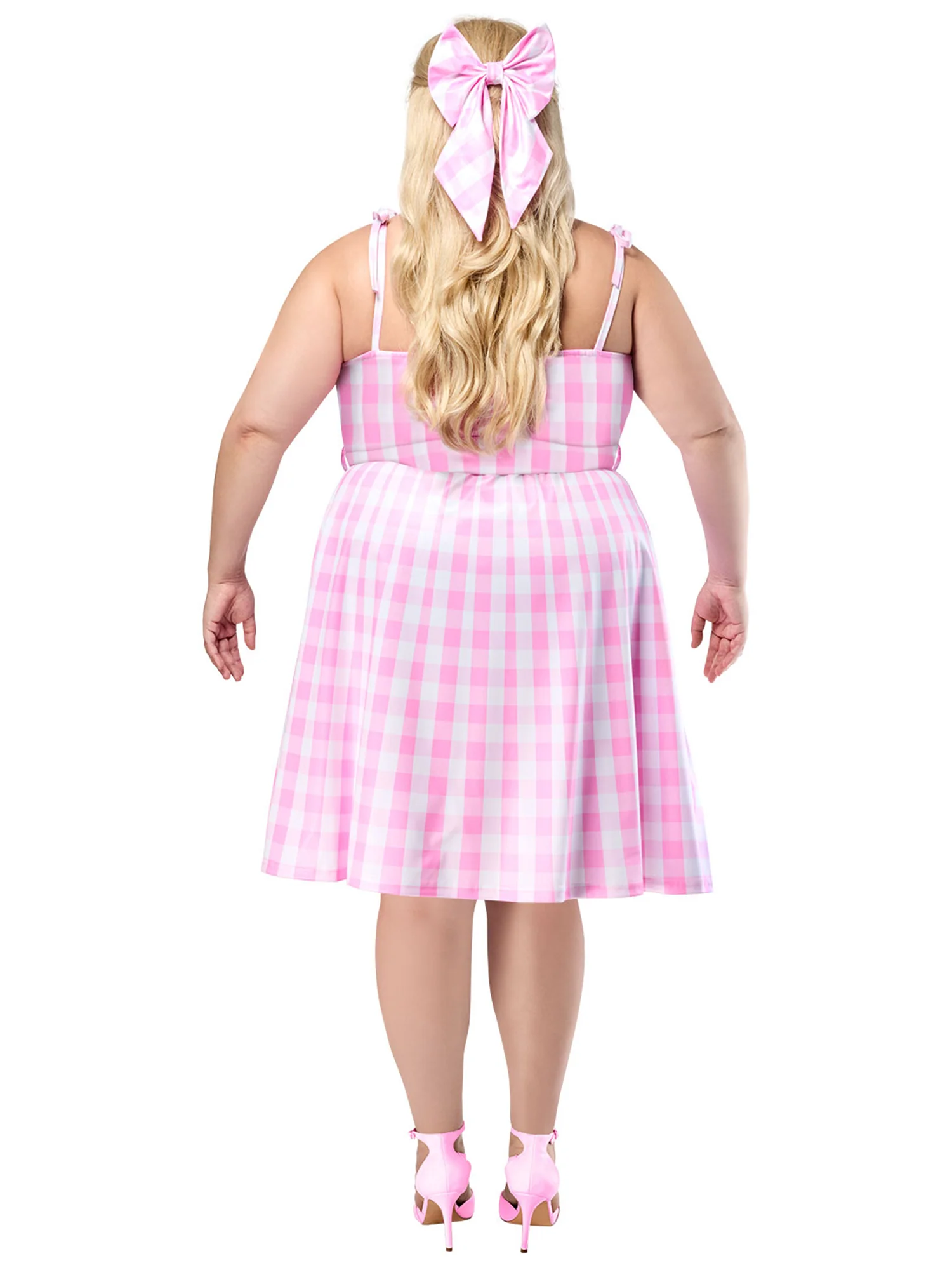 Women's Plus Size Barbie Movie Perfect Day Pink Gingham Dress - Image 3