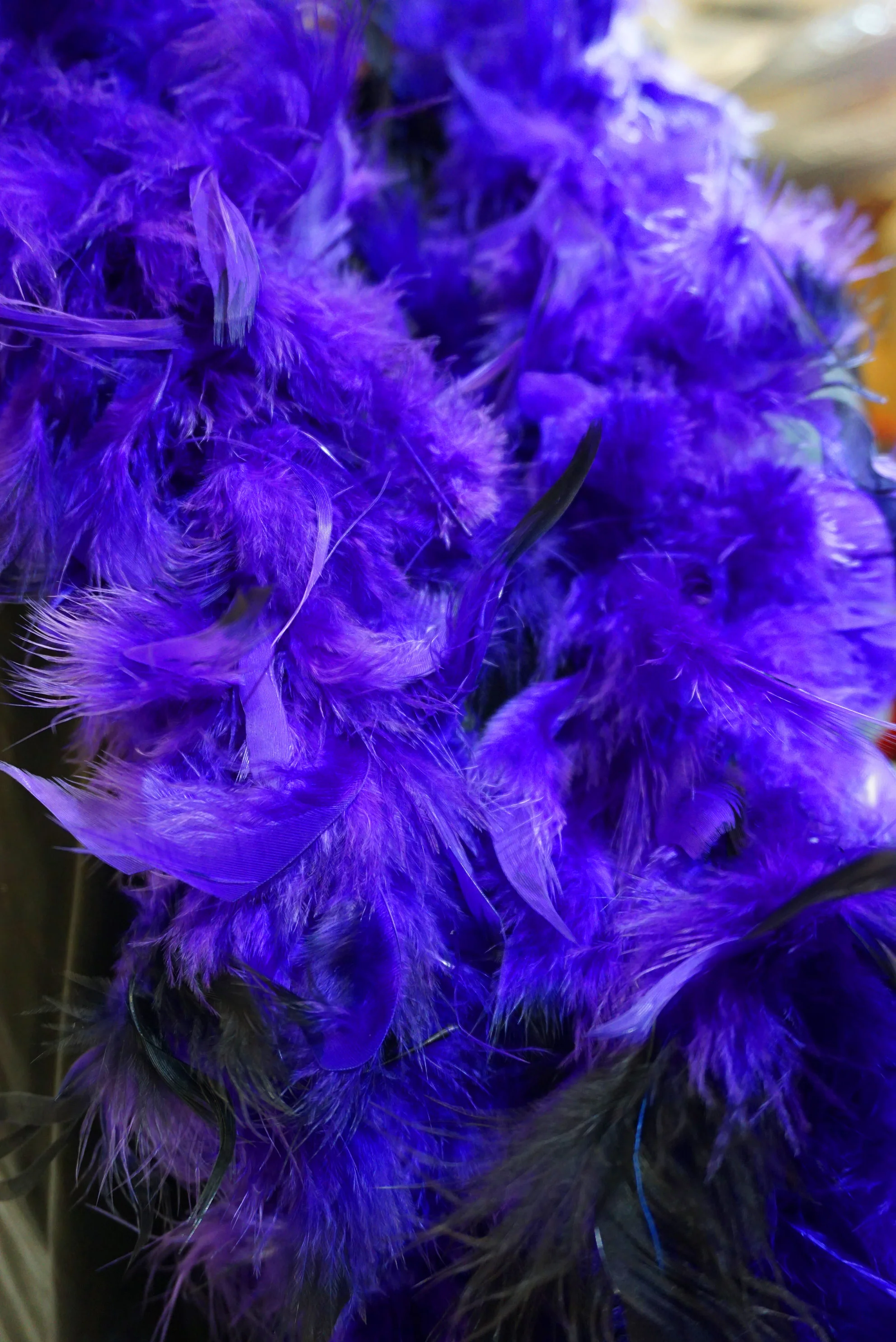 Women's Purple and Black Feather Boa - Image 2